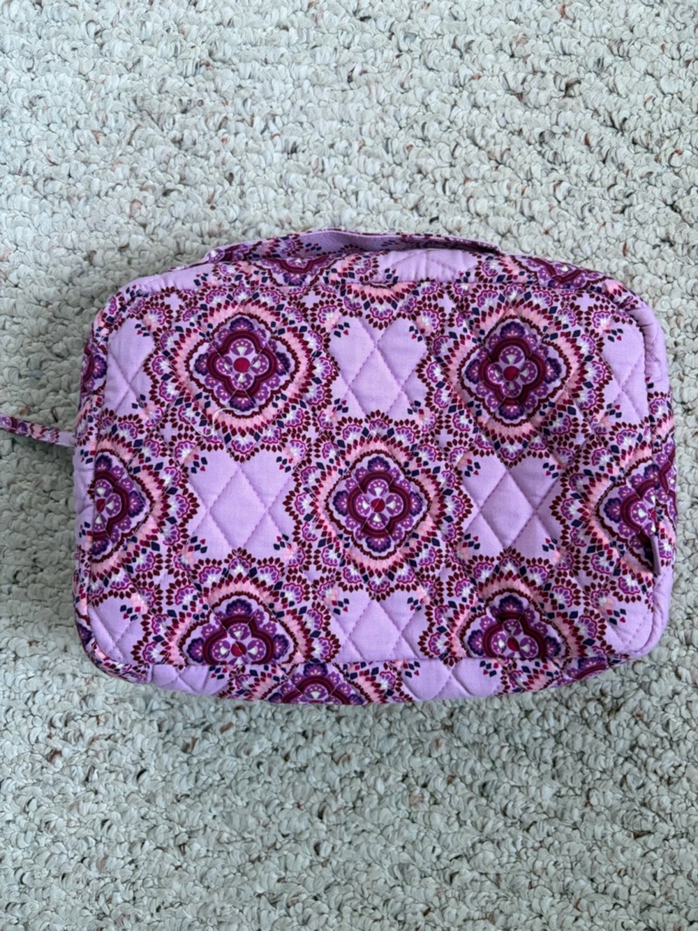 Vera Bradley Pink Quilted Floral Cosmetic Case with Purple Accents